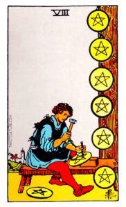 Eight of Pentacles Tarot card