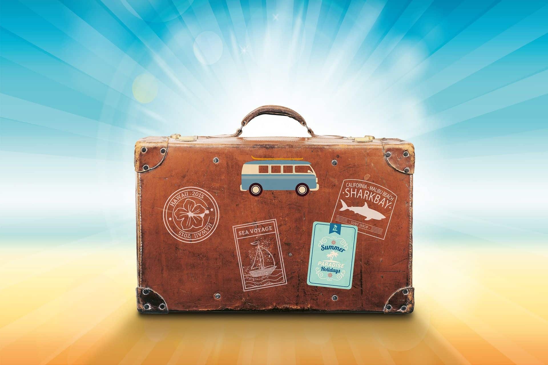 suitcase for traveling as representation of travel protection crystals